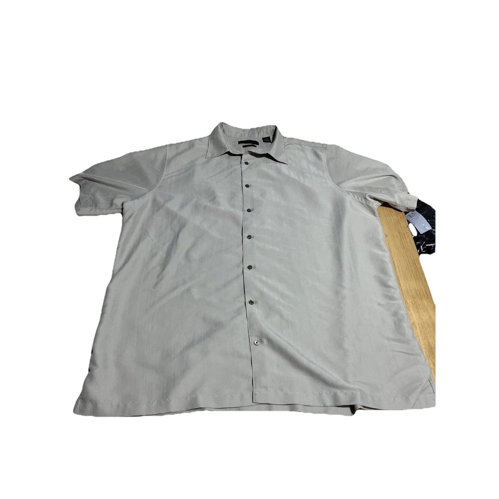 Axist  Men Shirt 2XLT Beige Silk Touch Buttons Collars‎ Short Sleeve
